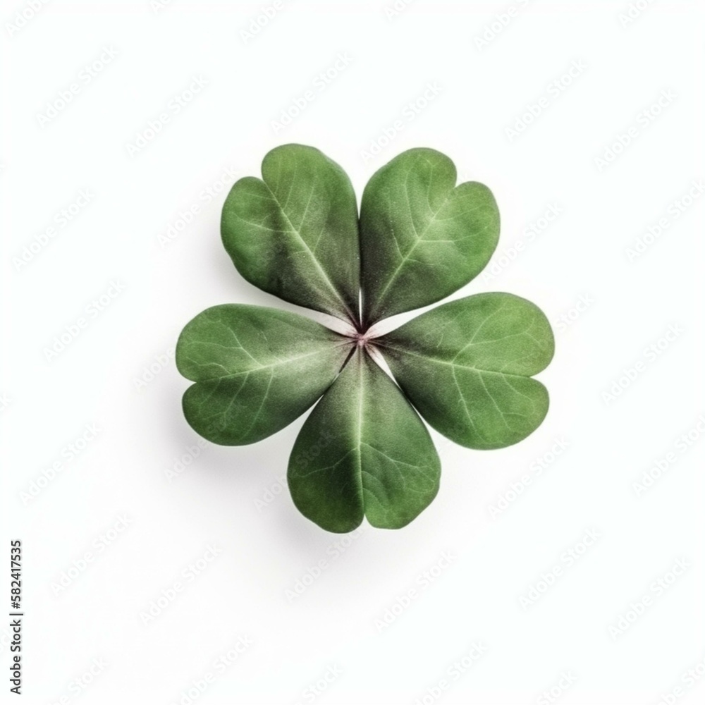 Isolated minimalistic image of a clover on white background Generative AI Isolated minimalistic image of a clover on white background Generative AI