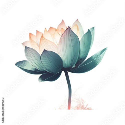 Isolated minimalistic image of a lotus flower on white background Generative AI