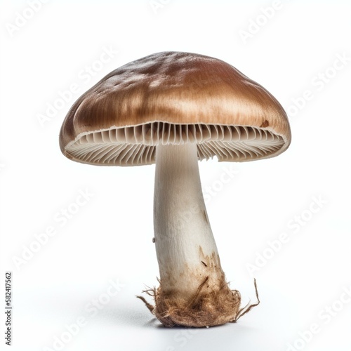 Isolated minimalistic image of a mushroom on white background Generative AI