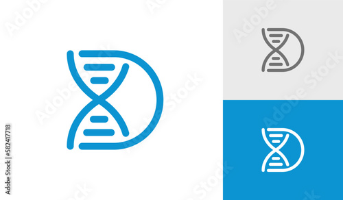 DNA symbol with letter D logo design