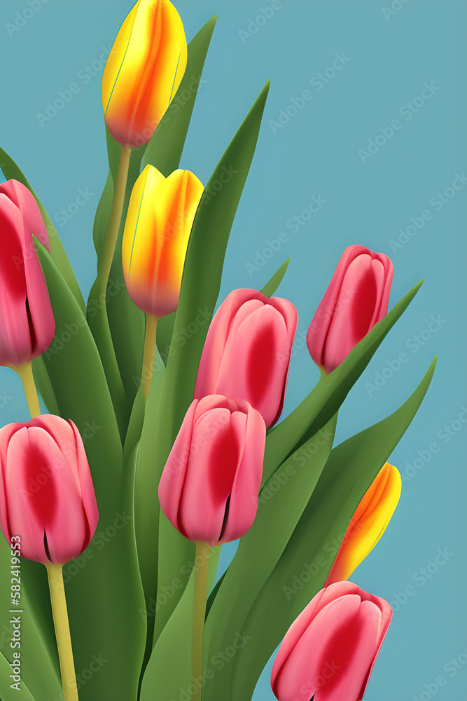 Fototapeta premium bouquet of red tulips flowers