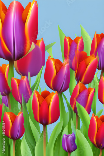 tulips on a blue background