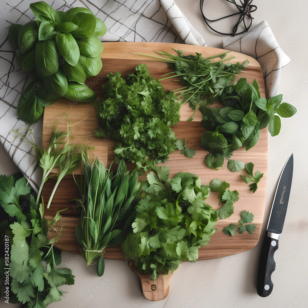 fresh herbs in a wooden box fresh herbs in a wooden box