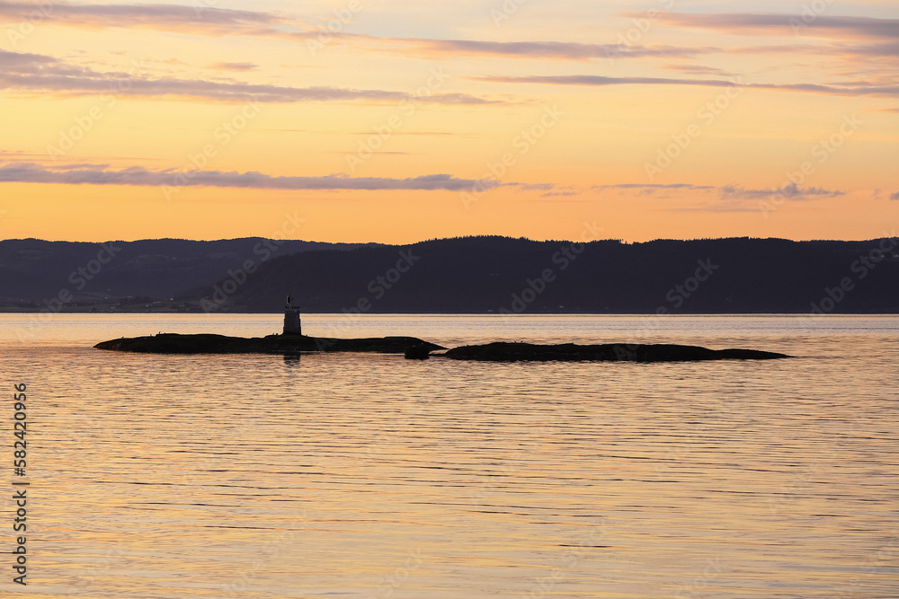 Trondheim fjord during sunset