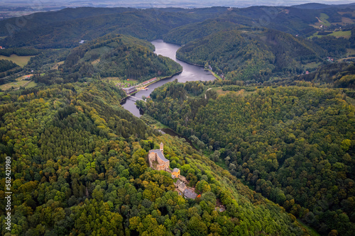 Grodno Castle and Bystrzyckie Lake