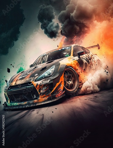 Cinematic drifting car | Burnout tires © Animesh