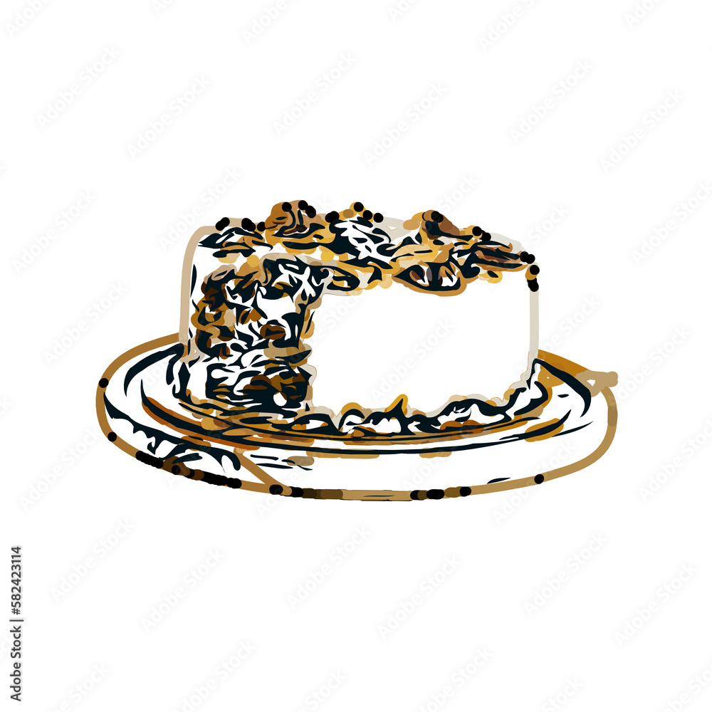 Color sketch of a birthday cake with transparent background Color sketch of a birthday cake with transparent background
