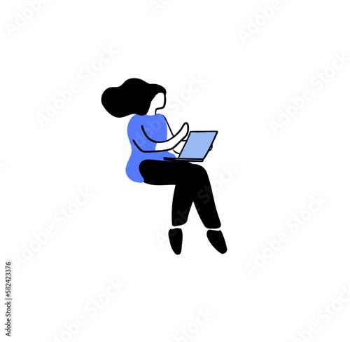 Frau mit Laptop kreativ arbeiten
