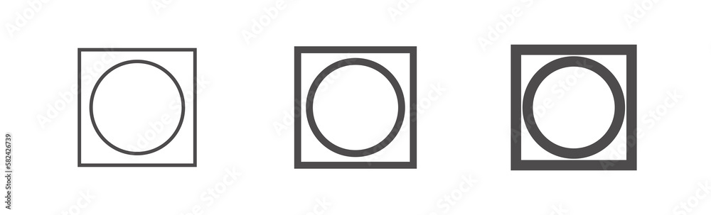 Clothes care icon, TUMBLE DRYING. International marking of fabric on the label. Set of washing symbol of different thickness. Clothes care icon, TUMBLE DRYING. International marking of fabric on the label. Set of washing symbol of different thickness.