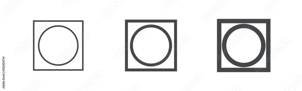 Clothes care icon, TUMBLE DRYING. International marking of fabric on the label. Set of washing symbol of different thickness. Clothes care icon, TUMBLE DRYING. International marking of fabric on the label. Set of washing symbol of different thickness.