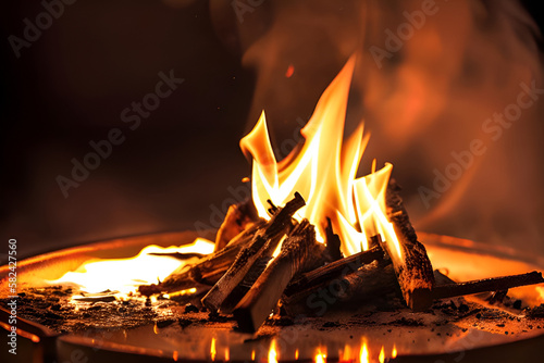 AI generated Burning Firewood with Smoke
