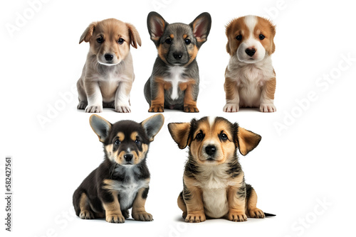puppies is isolated on a white background. Generated by AI