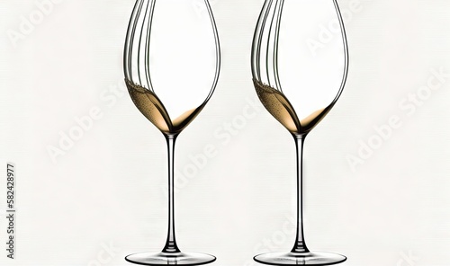  two glasses of wine are shown side by side with a white background.  generative ai
