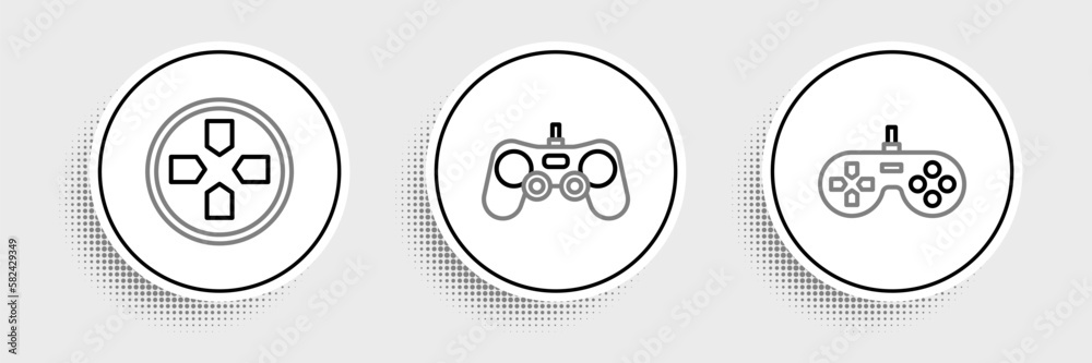 Set line Gamepad, and icon. Vector Set line Gamepad, and icon. Vector