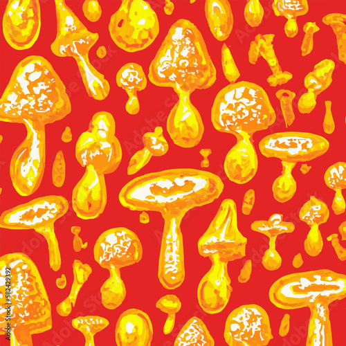 1970s magic mushrooms pattern - wallpaper (Generative AI)