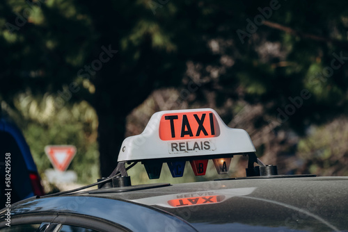 Taxi icon in the south of France on the French Riviera