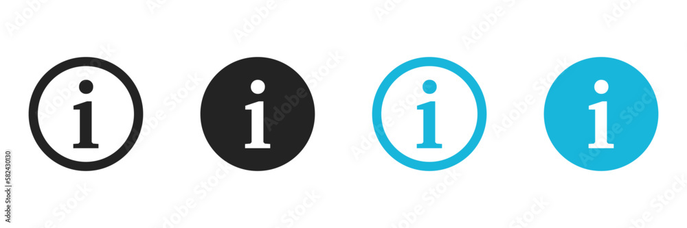 Information icons set isolated on white background. Info button icon. Information symbol in flat style. Vector illustration. Information icons set isolated on white background. Info button icon. Information symbol in flat style. Vector illustration.