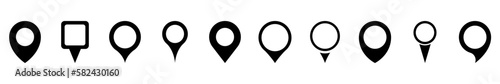Location pin vector icons set on white background. Map pin place marker. Modern map markers. GPS location symbol collection. Vector illustration.