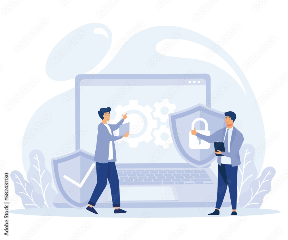 Data backup software concept, remote server, protection from cyber attack, flat vector modern illustration Data backup software concept, remote server, protection from cyber attack, flat vector modern illustration