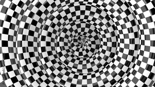 Black and white glossy spiral. Abstract illustration  3d render