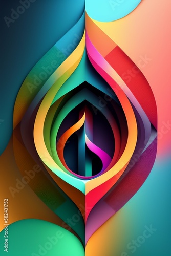 Surreal vibrant geometric shapes, AI generated