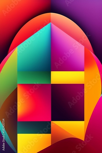 Surreal vibrant geometric shapes, AI generated