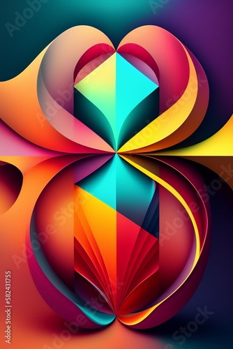 Surreal vibrant geometric shapes, AI generated