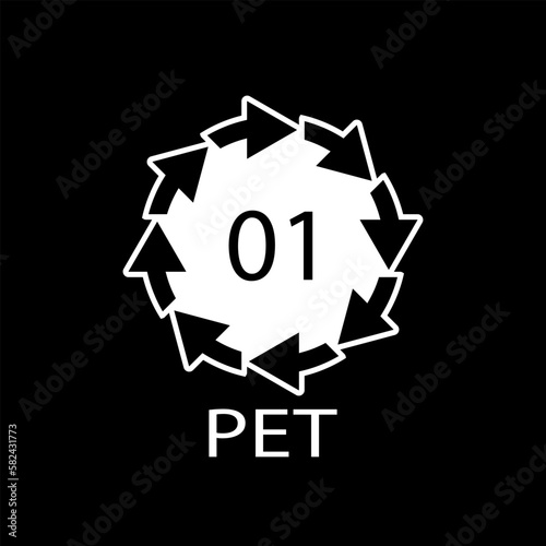 PET 01 recycling code symbol. Plastic recycling vector polyethylene sign.