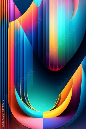 Surreal vibrant geometric shapes, AI generated