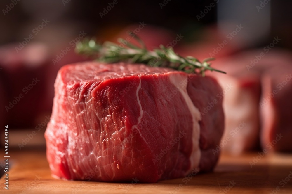 Filet mignon, a tender, lean cut of beef from the tenderloin. generative AI ilustração do Stock