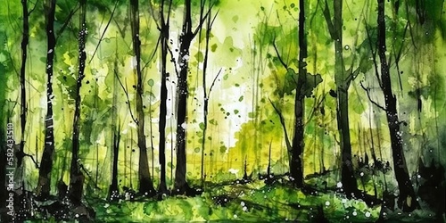 jungle forest  watercolor painting  generative ai