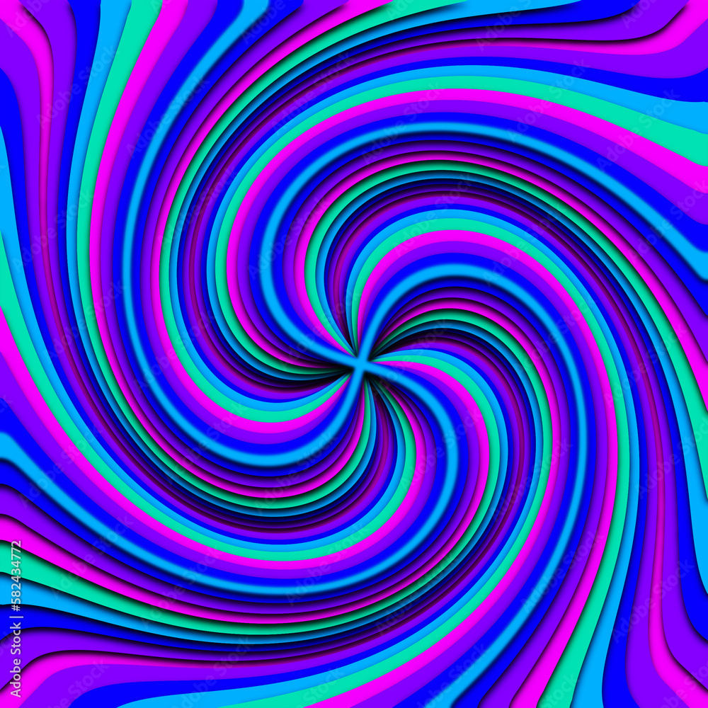neon psychedelic spiral and waves optic effect