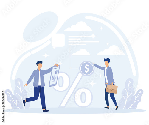 Money distribution concept, individual loan, welfare metaphor, flat vector modern illustration 