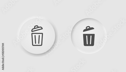 Opened trash bin icon in neumorphism style. Icons for business, white UI, UX. Garbage symbol. Delete, recycling, ecology. Neumorphic style. Vector illustration.