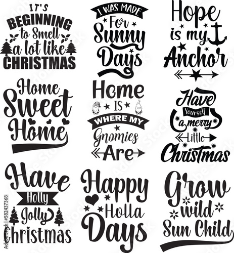 9 Christmas Quotes t-shirt Design