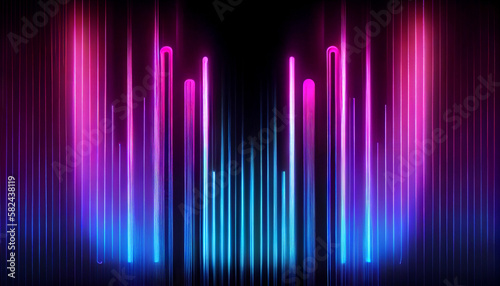 Purple pink and blue glowing neon lines  AI Generated