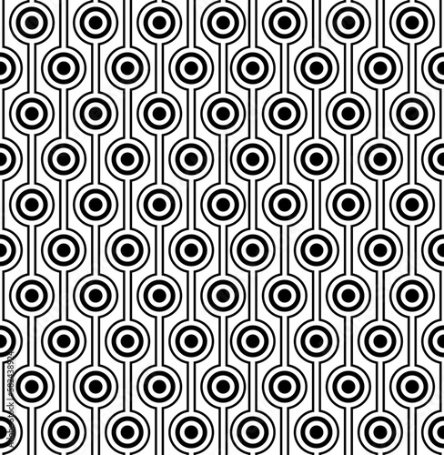 Geometrische Vektorgrafik mit Kreisen in schwarz und weiß.