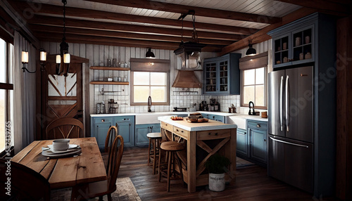 Farmhouse Chic A Blend of Traditional and Rustic Elements for a Warm and Inviting Kitchen Generative AI