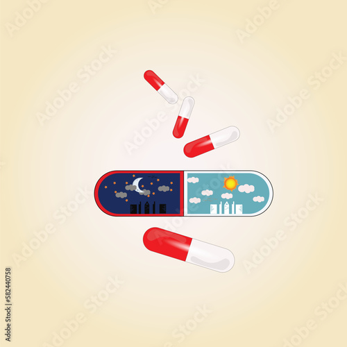 vector illustration of taking medicine day and night eps10

