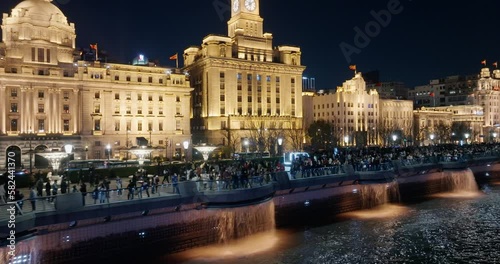 Aerial view of concession in Shanghai China. Drone shot footage