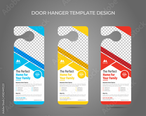 Real estate agency business door hanger template design