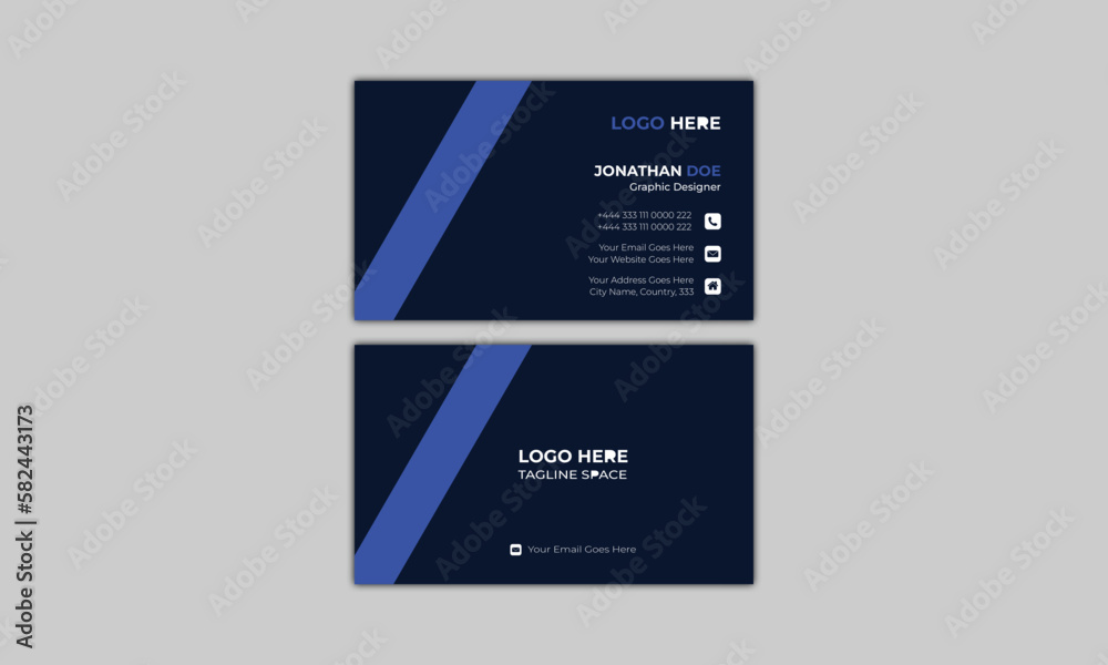 Modern simple and clean business card. double-sided template. corporate horizontal vector illustration.