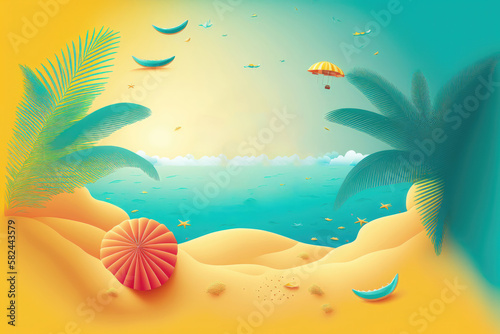 Tropical Paradise Background Beach. Generative Ai