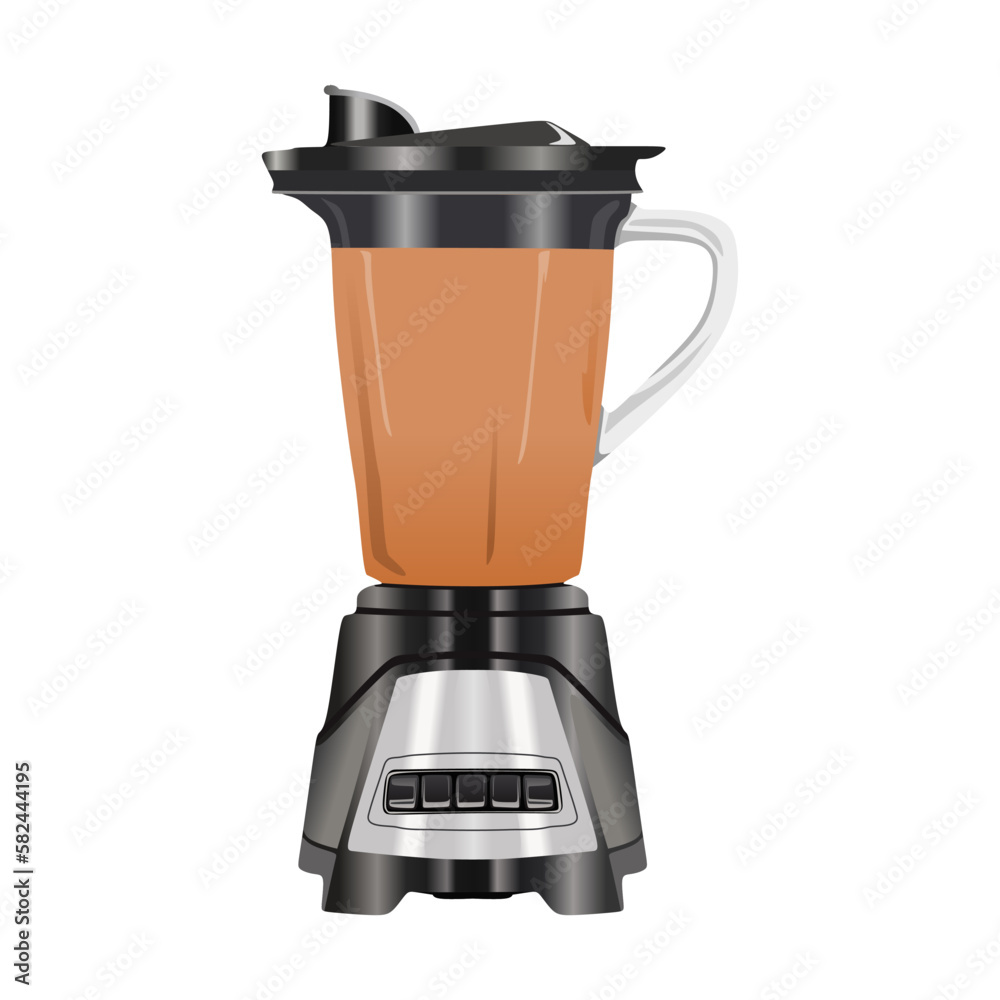 Blender with orange juice, modern kitchen appliances, realistic vector illustration with black and silver color in trendy flat 3d style. Editable graphic resources for many purposes. Blender with orange juice, modern kitchen appliances, realistic vector illustration with black and silver color in trendy flat 3d style. Editable graphic resources for many purposes.