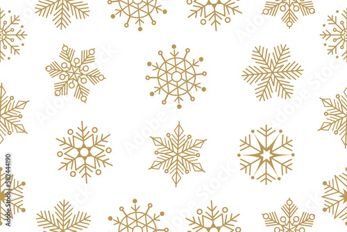  Christmas seamless pattern with geometric motifs. Snowflakes with different ornaments. On white background. Vector illustration