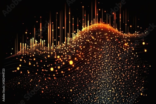 Big data abstract background. Abstract digital background with glowing sparkling particles points and streaks. Technology background concept. Vector illustration