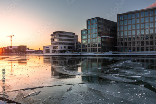Sonnenaufgang am Münsteraner Hafen im Winter