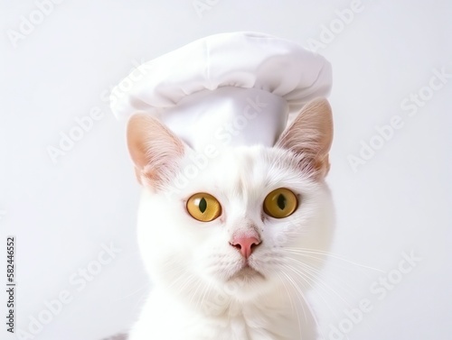 kitten cat as cheft in white background