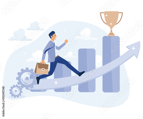 Setting big goal concept. Business ambition, focus on success. flat vector modern illustration 