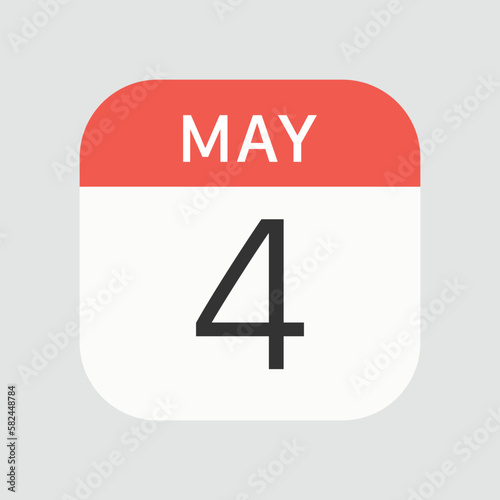 May 4 icon isolated on background. Calendar symbol modern, simple, vector, icon for website design, mobile app, ui. Vector Illustration